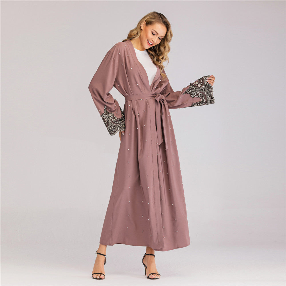 Rhinestones Embroidered Cardigan Dress