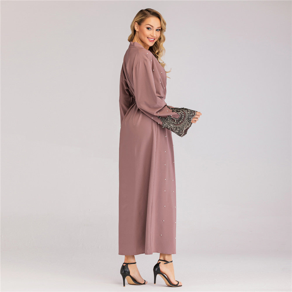 Rhinestones Embroidered Cardigan Dress