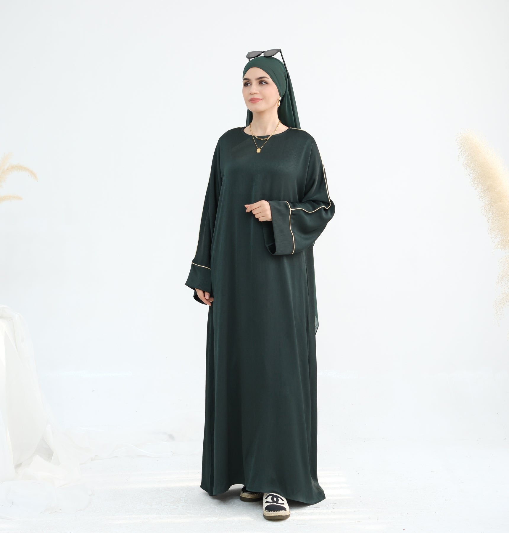 Wrinkle Satin Abaya Dress