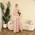Elegant Flower Chiffon Open Abaya