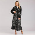Lace Leaf Embroidery Sequins Open Abaya