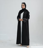 Bow Embroidery Kimono Open Abaya with Hijab