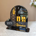 3D Golden Moon Ramadan Table Ornament Black + Gold