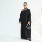 2 Pcs Embroidered Floral Abaya