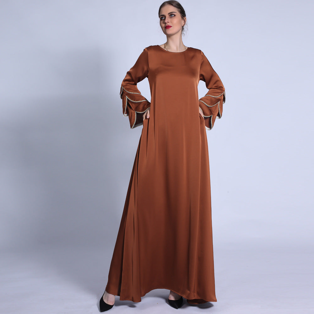 Fish Tail Three-layer Sleeve Bright Dress