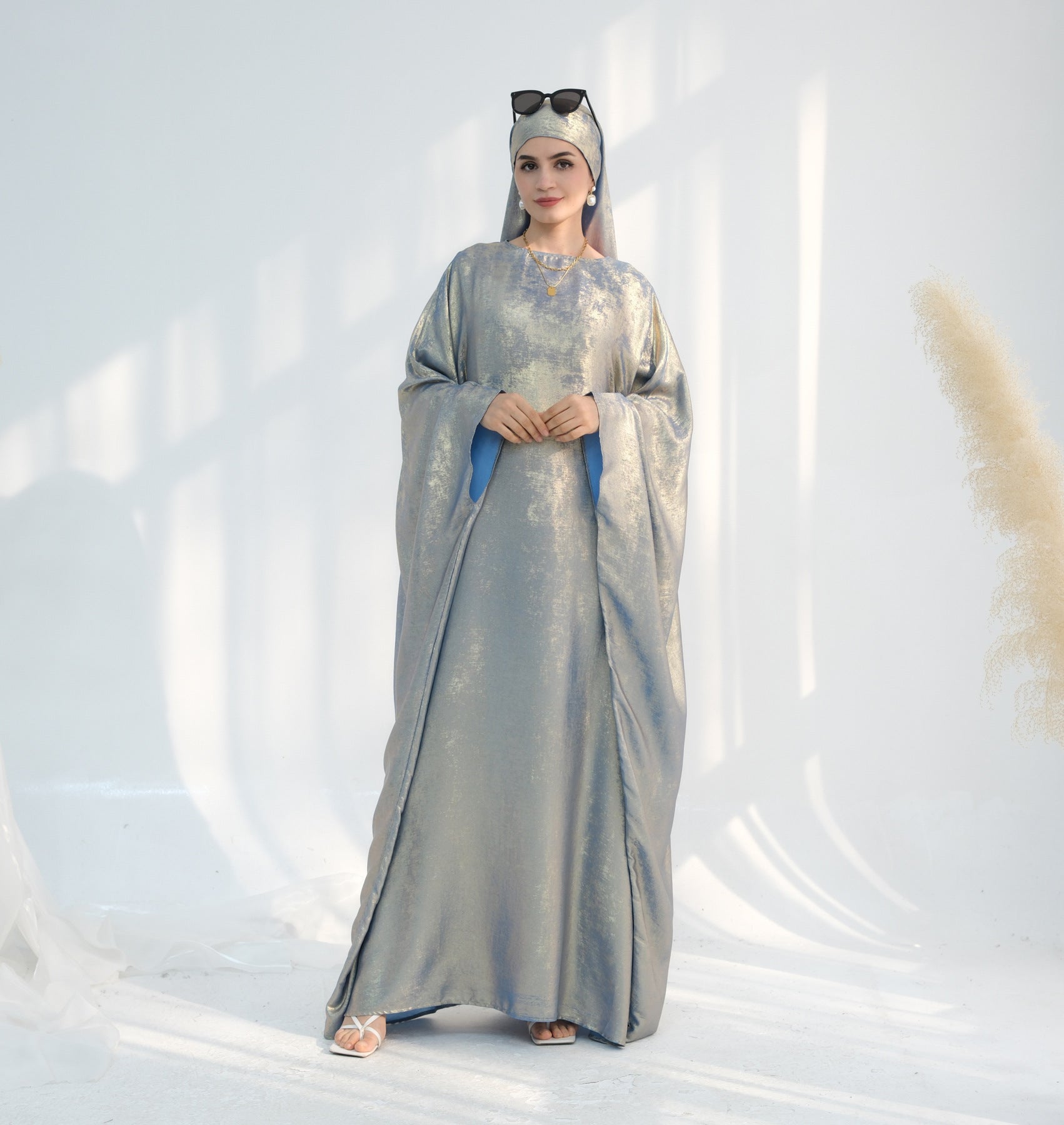 Satin Batwing Long Sleeve with Hijab
