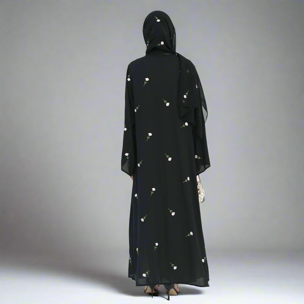 Floral Embroidery Abayas with Hijab