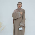 Elegant Rhinestone Open Abaya