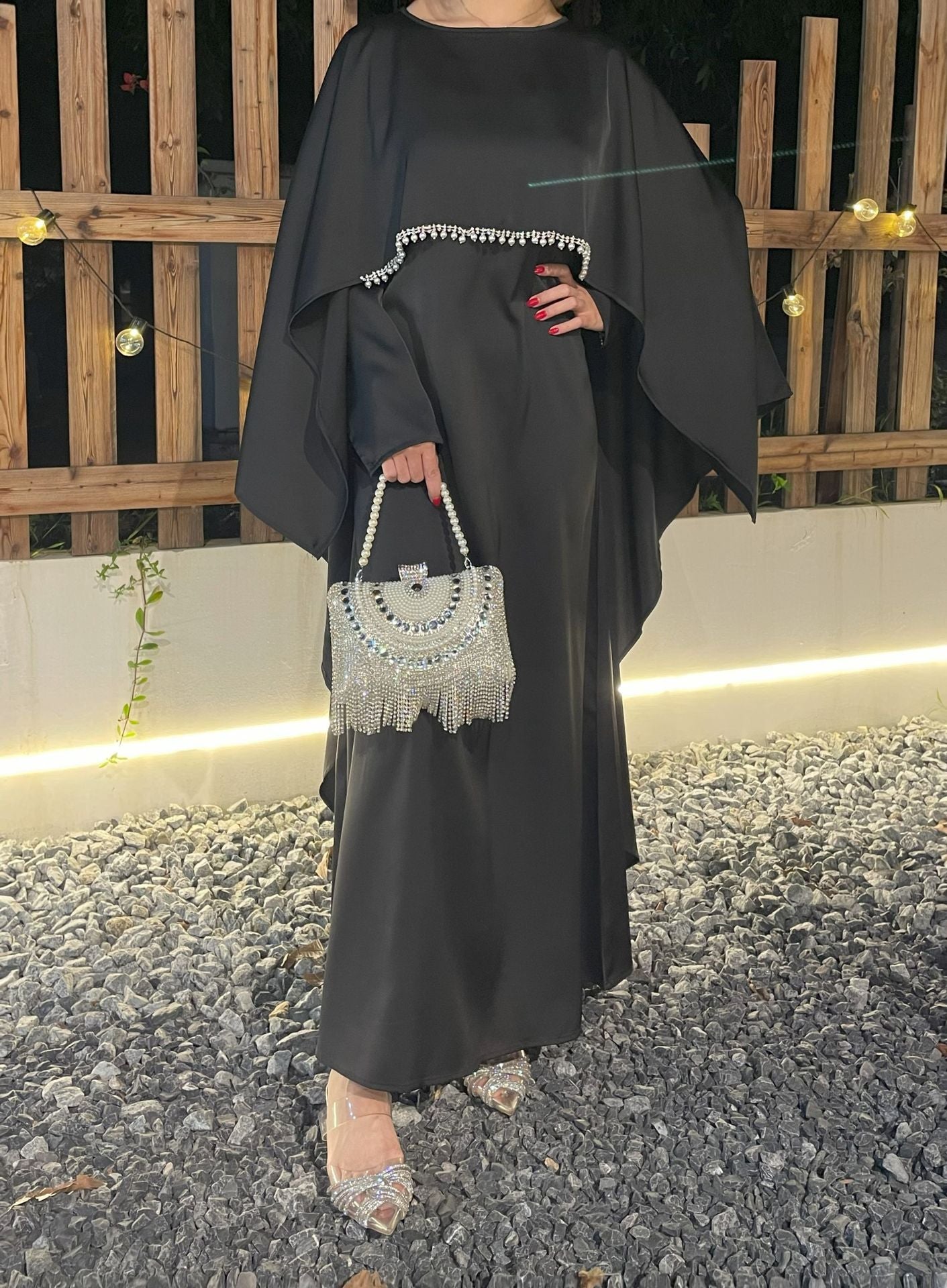 Satin Cape Elegant Abayas