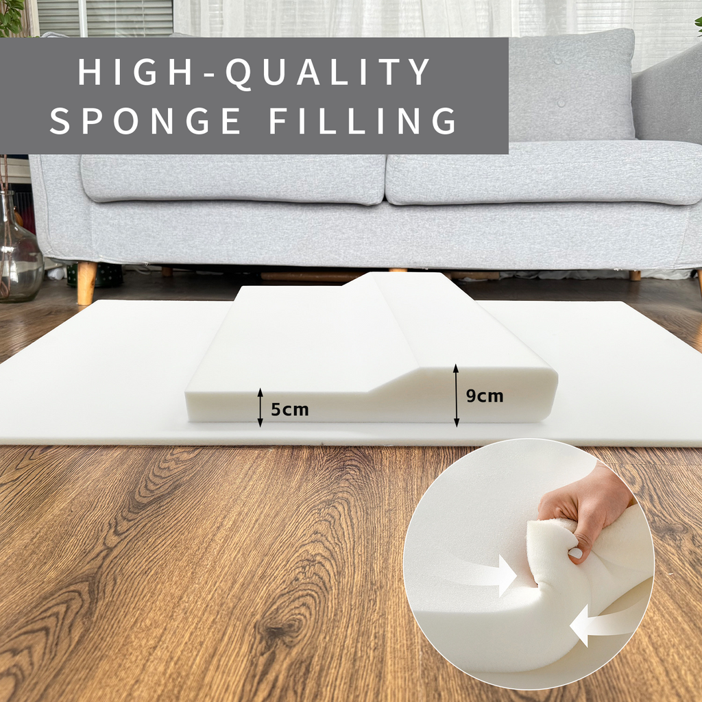 Extra Thick Plush Prayer Rug with Knee Cushion - Blue