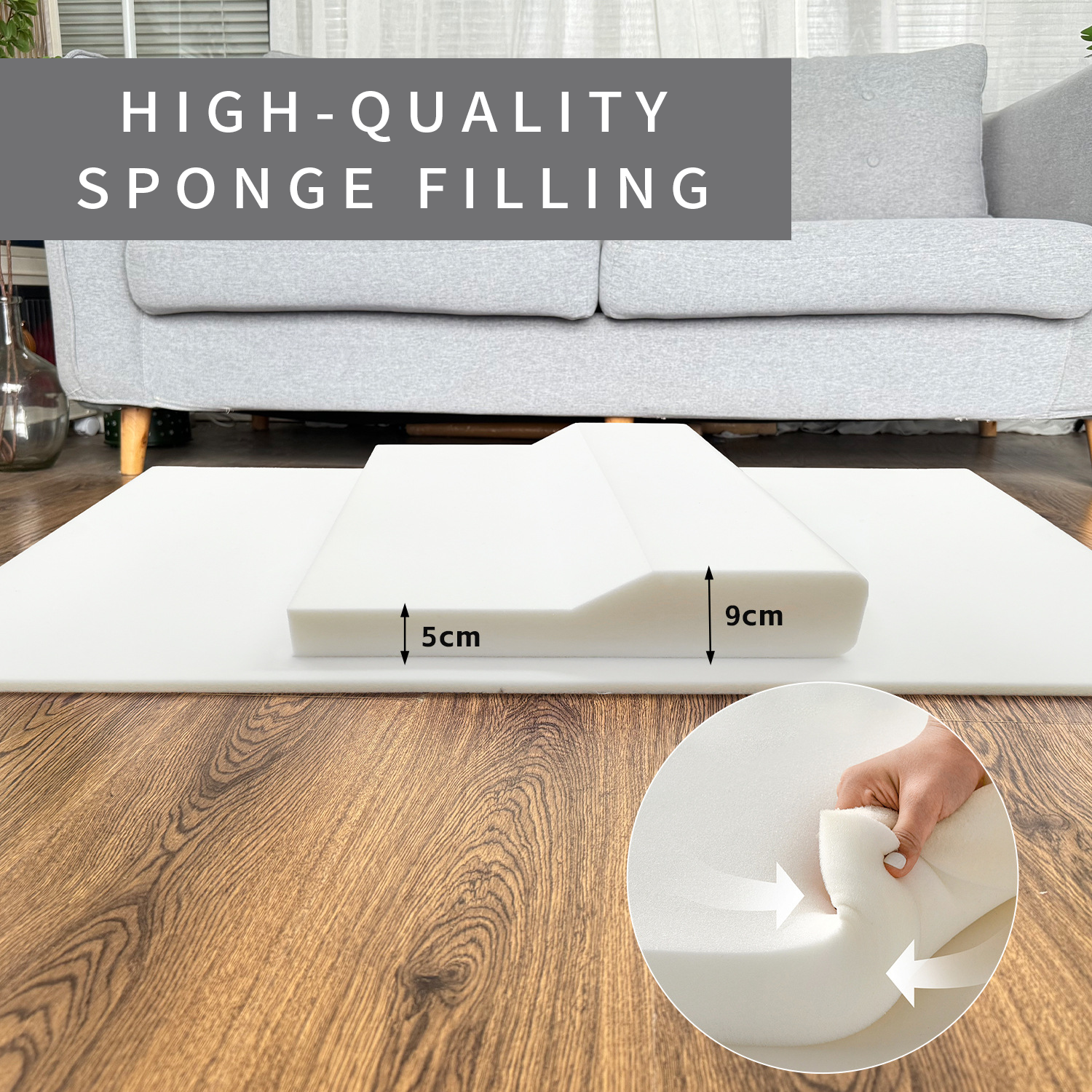 Extra Thick Plush Prayer Rug with Knee Cushion - Blue