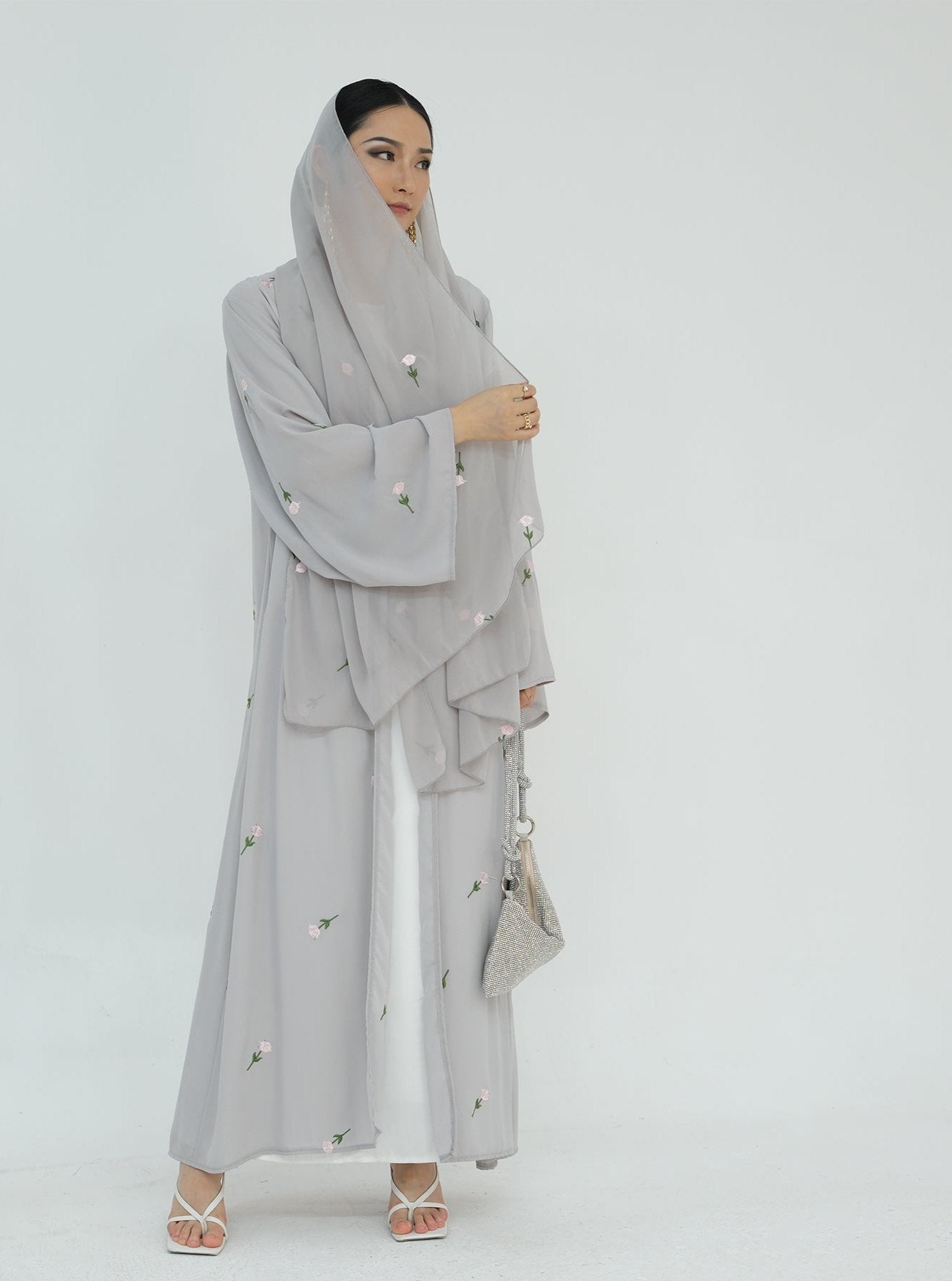 Floral Embroidery Abayas with Hijab