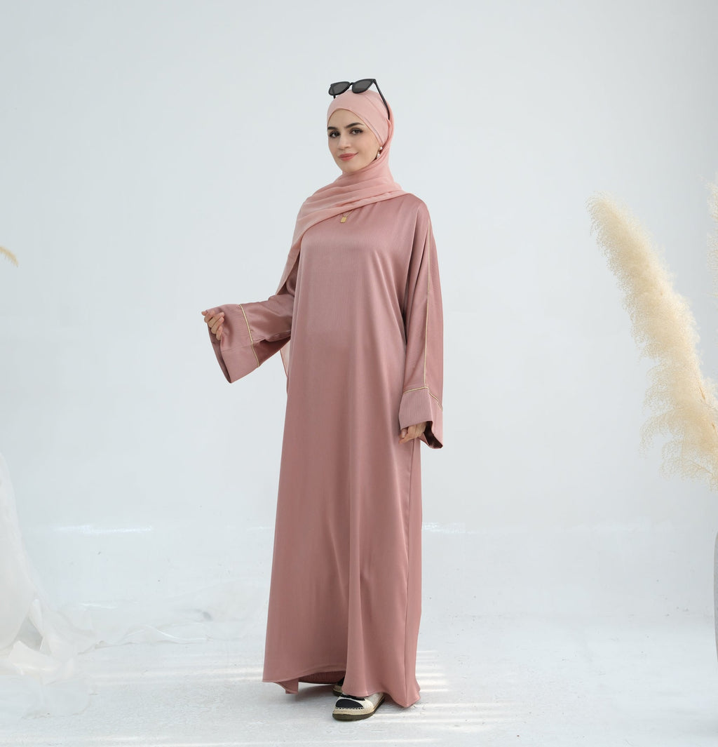 Wrinkle Satin Abaya Dress