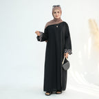 2 Pcs Embroidered Floral Abaya