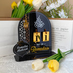 3D Golden Moon Ramadan Table Ornament Black + Gold