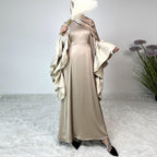 Large Wave Spliced Sleeve Long Dress