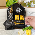 3D Golden Moon Ramadan Table Ornament Black + Gold