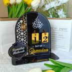 3D Golden Moon Ramadan Table Ornament Black + Gold
