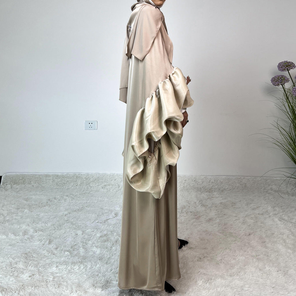 Large Wave Spliced Sleeve Long Dress