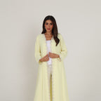Pastel Bloom Embroidered Yellow Abaya with Hijab