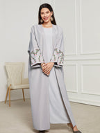 Embroidery Casual Open Kimono Abaya Moroccan