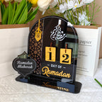 3D Golden Moon Ramadan Table Ornament Black + Gold