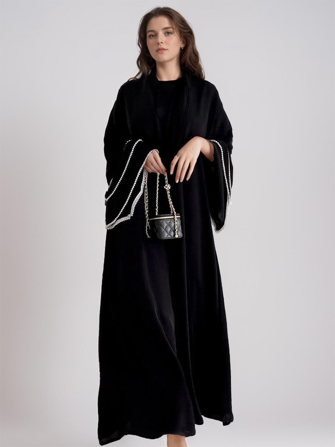Elegant Abaya with Embellished Sleeves