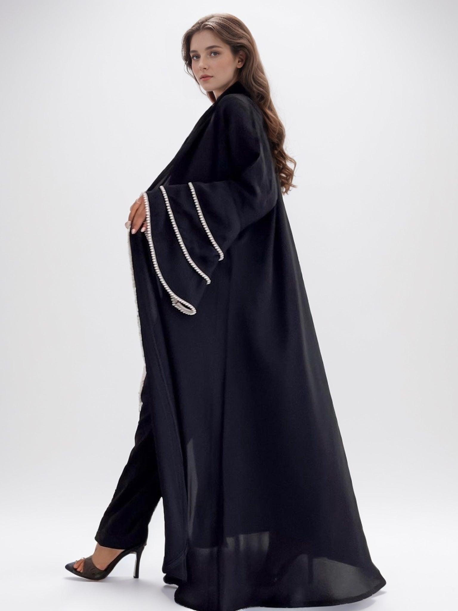 Elegant Abaya with Embellished Sleeves