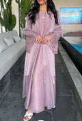 2 Pcs Dress Shiny Silk Abaya
