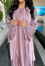 2 Pcs Dress Shiny Silk Abaya