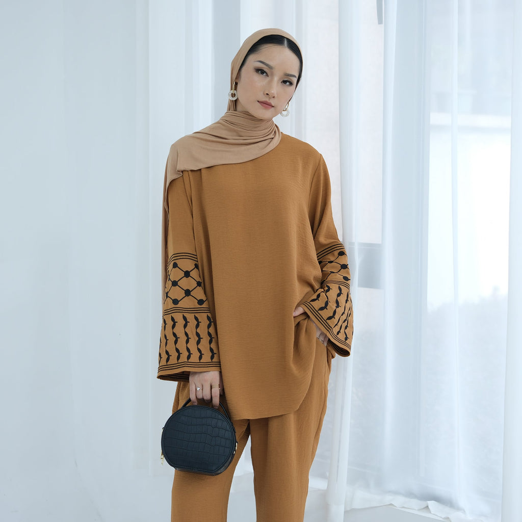 Elegant Embroidered Abaya 2 Piece Set