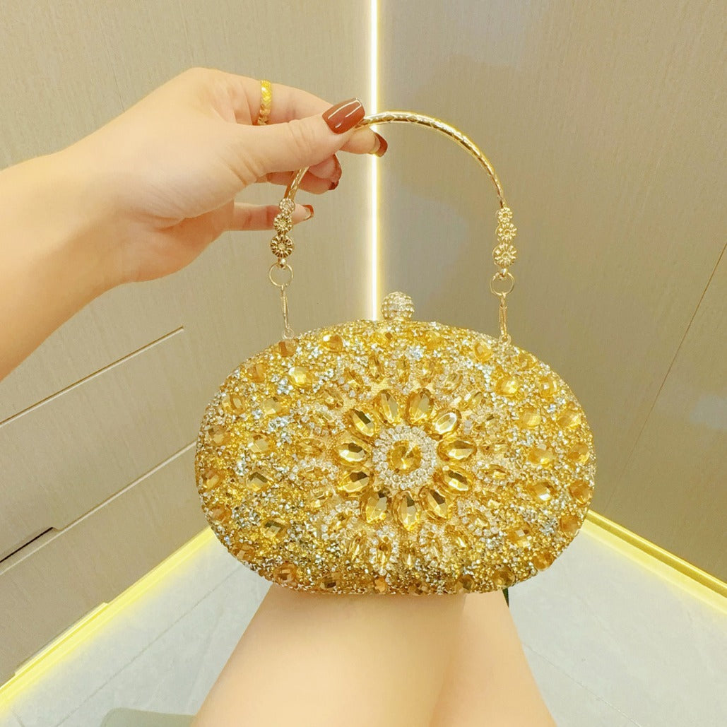 Rhinestone Round Clasp Handbag