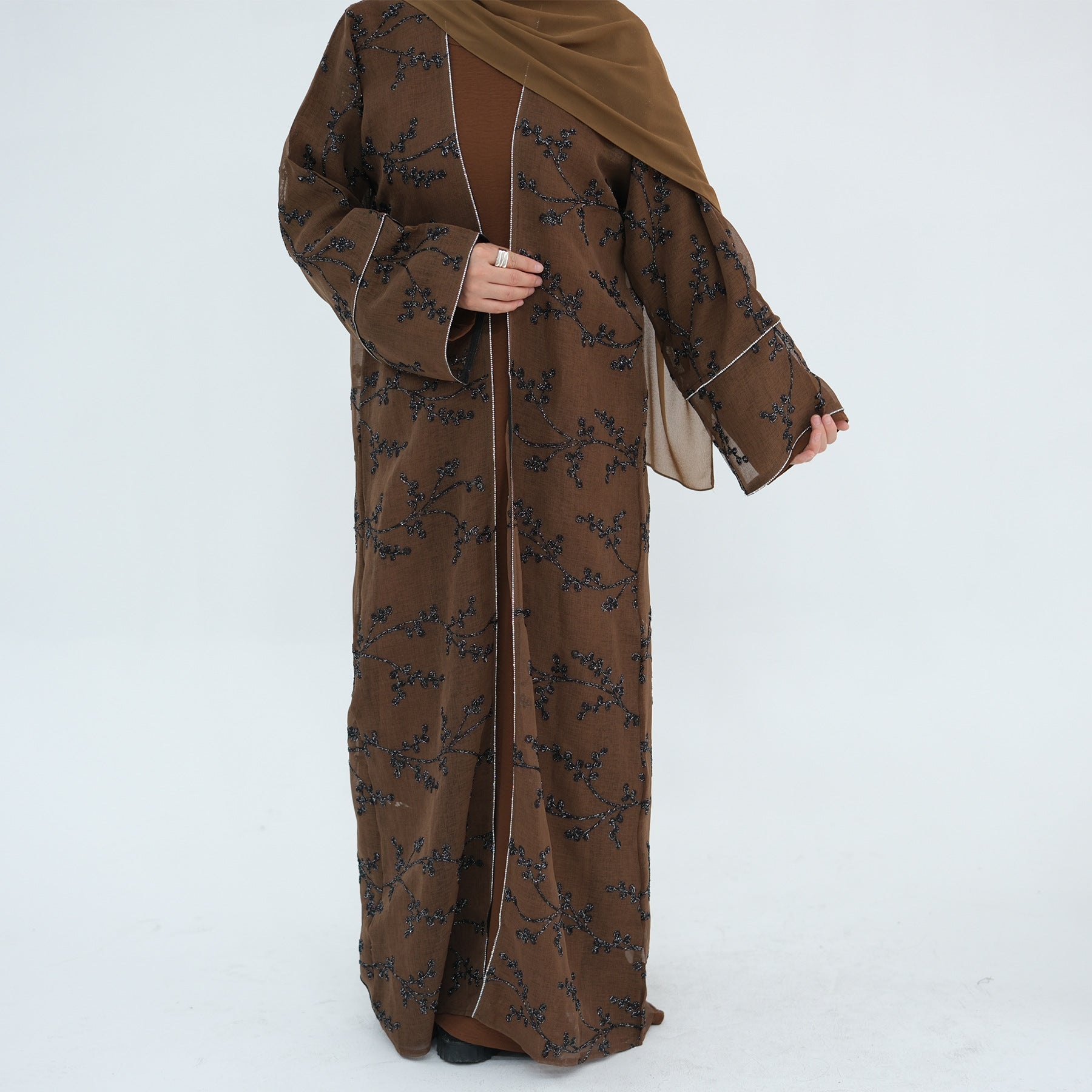 Full Body Embroidered Cardigan Abaya
