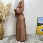 Tulle Nail Bead Chiffon Open Abaya