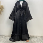 Shiny Satin Cardigan Abaya