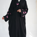 Embroidered Butterfly Print Kaftan with Hijab