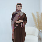 Printed Cuffs Abaya Dress with Hijab