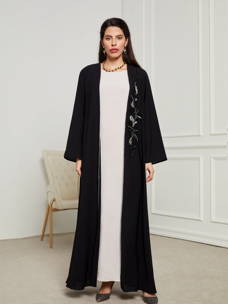 Embroidered Bat Sleeve Abaya
