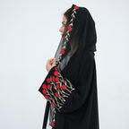 Flower Embroidery Cardigan Abaya with Hijab