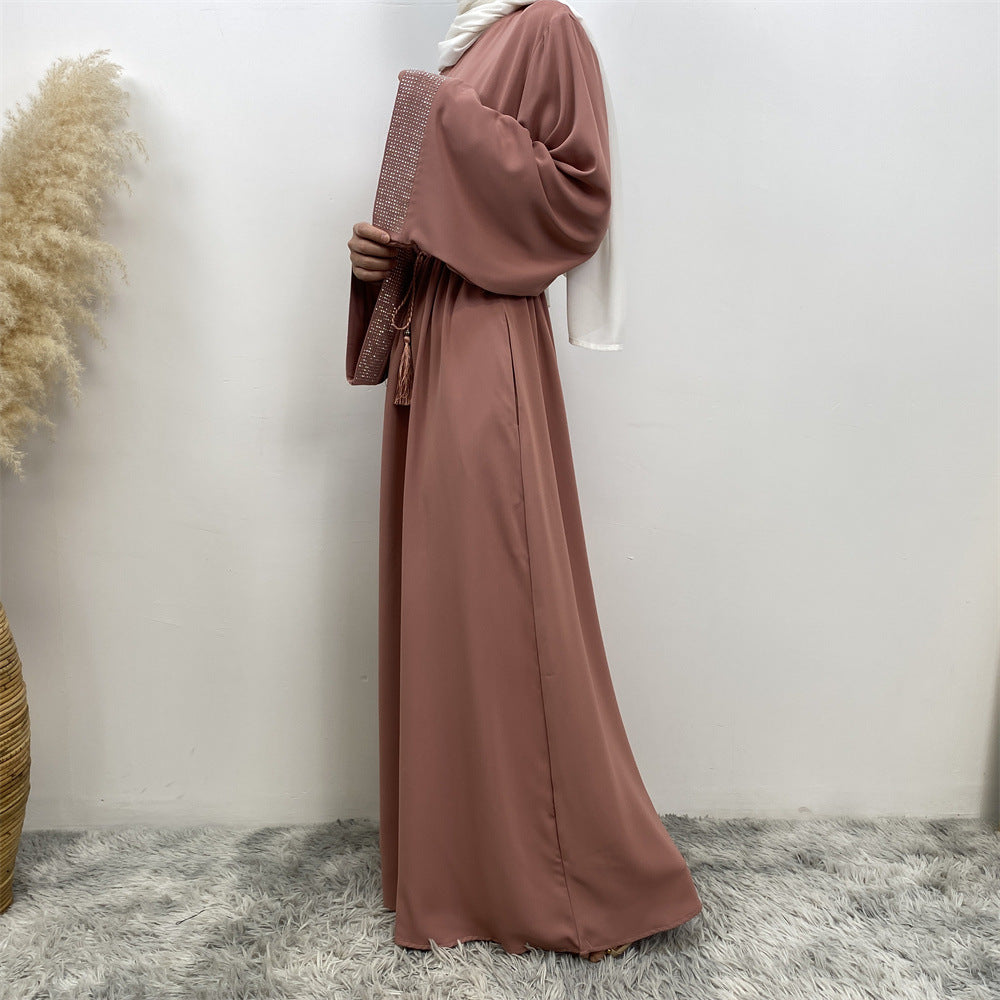 Hot Stamping Spliced Lace Up Dress