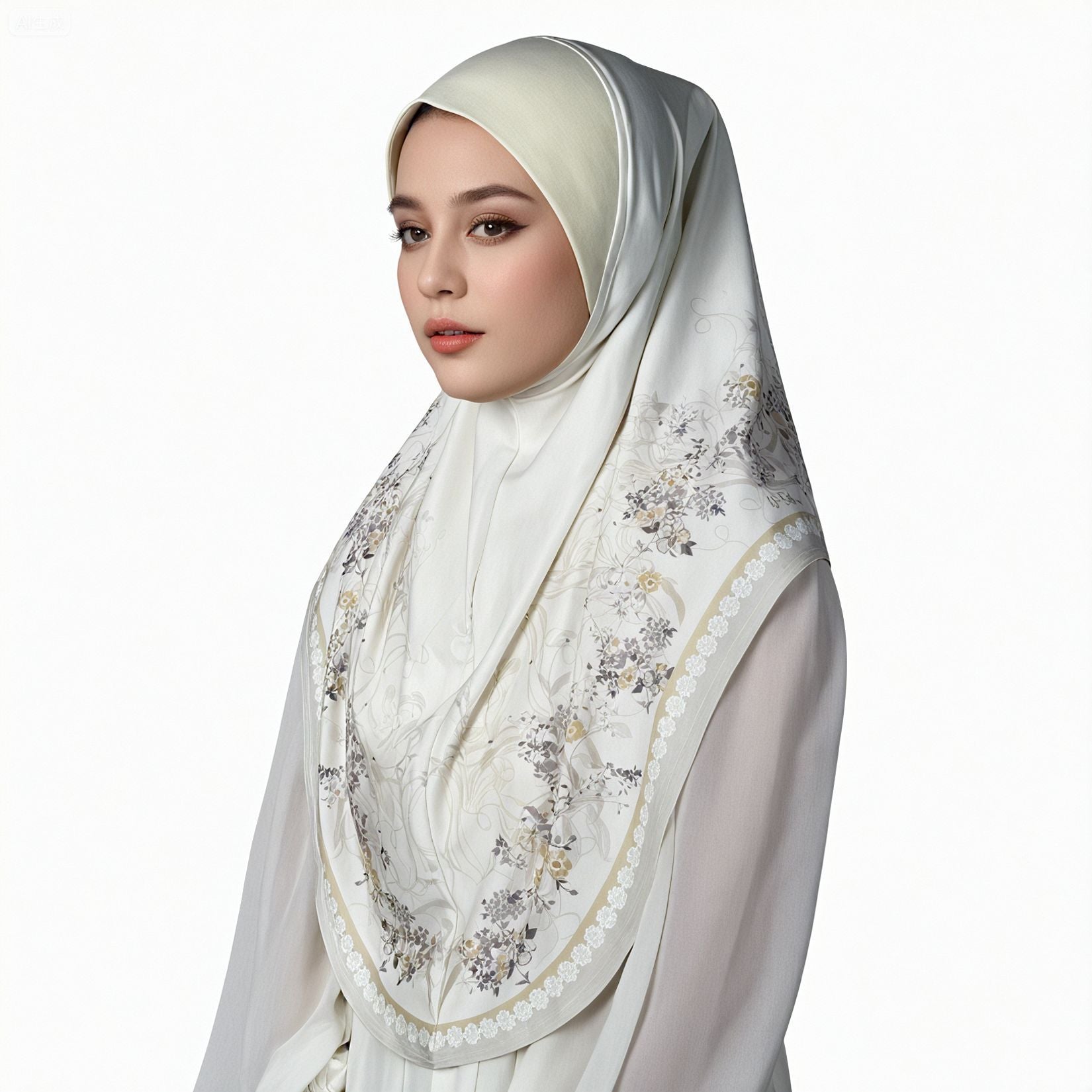 Embellished Printed Hijab Scarf