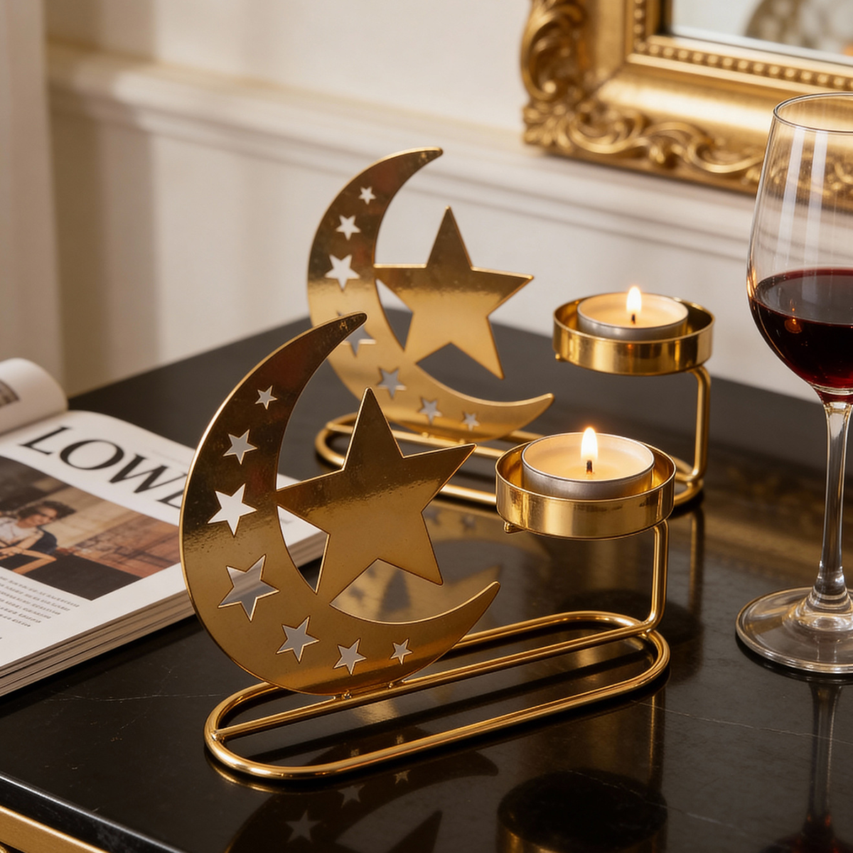 Ramadan Crescent Moon Star Tealight Holder