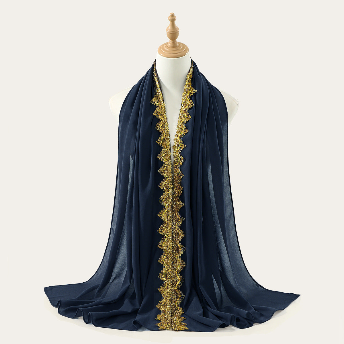 Golden Crown Chiffon Long Scarf for Women
