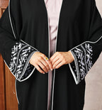 Embroidered Bat Sleeve Cardigan Abaya