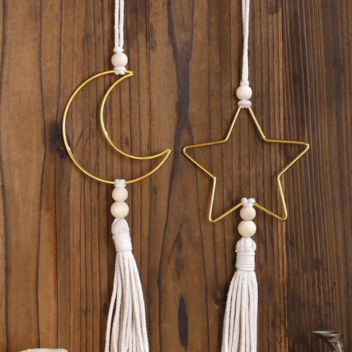 Moon and Star Hanging Decor with Tassel
