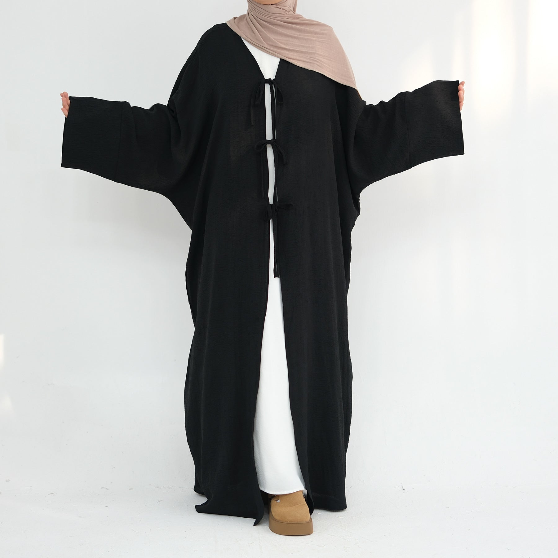 Elegant Tie Open Abaya