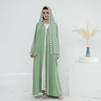 Green Embroidered Flower 2PCS Abaya