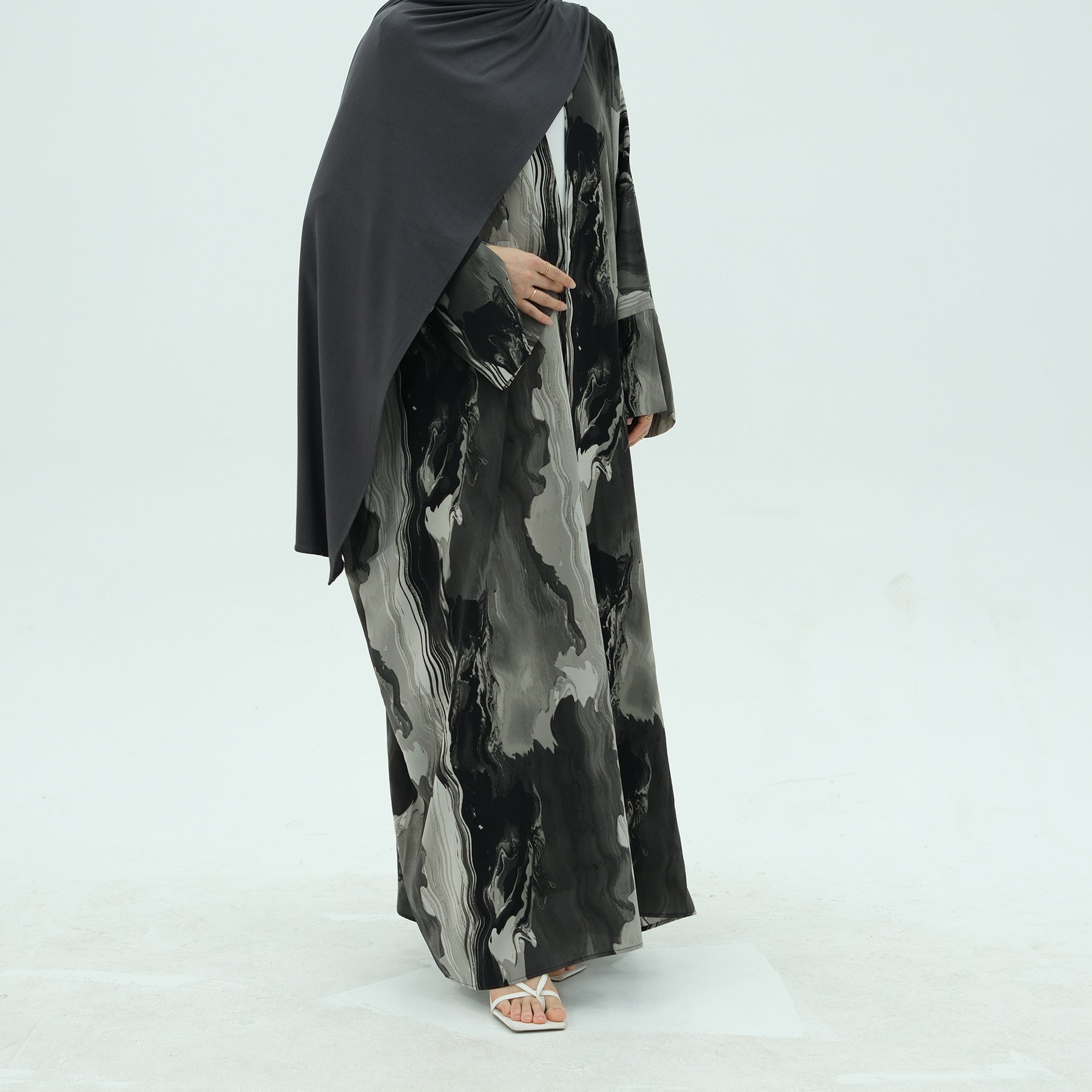 Colorful Printed Cardigan Abaya