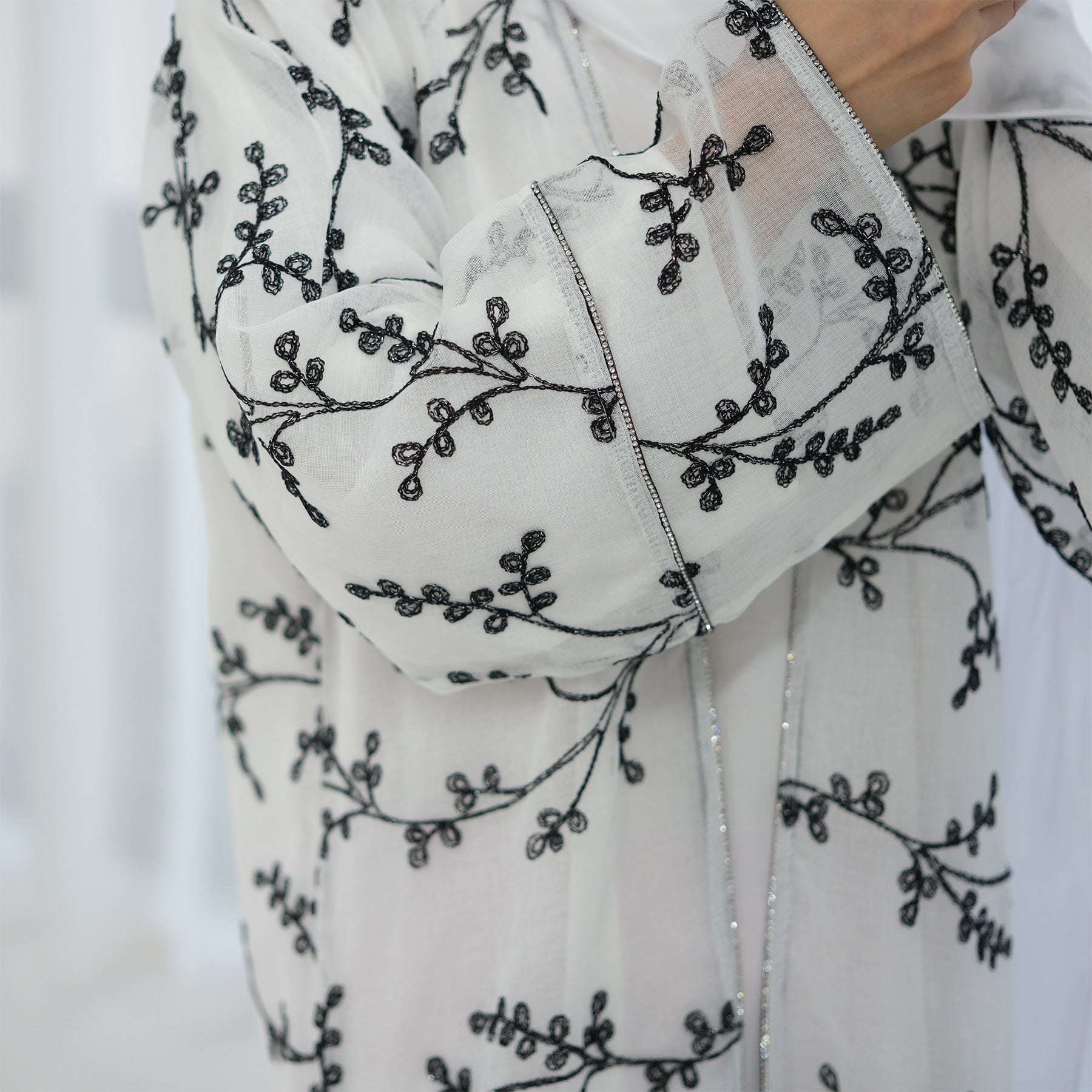 Full Body Embroidered Cardigan Abaya