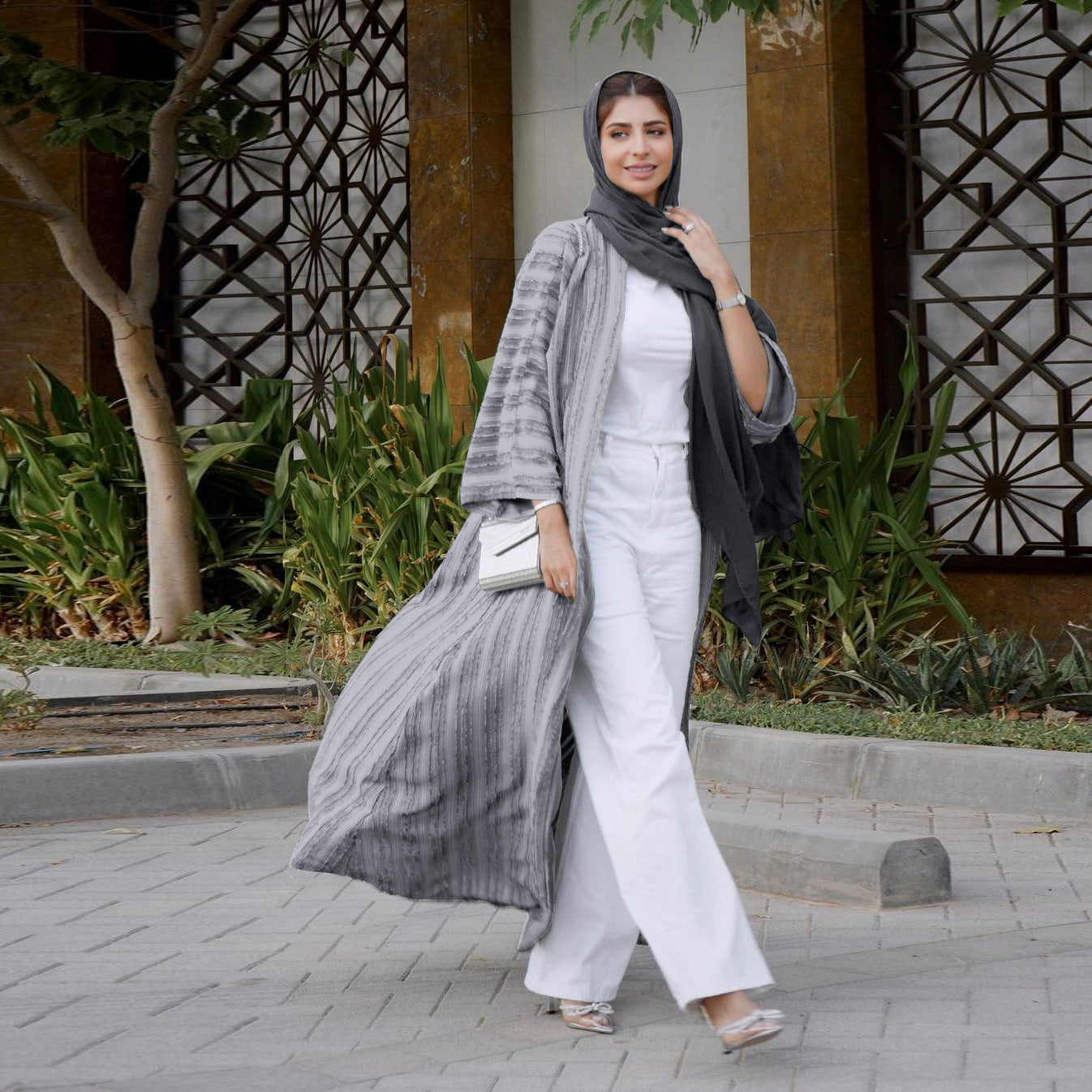 Striped Splicing Abaya
